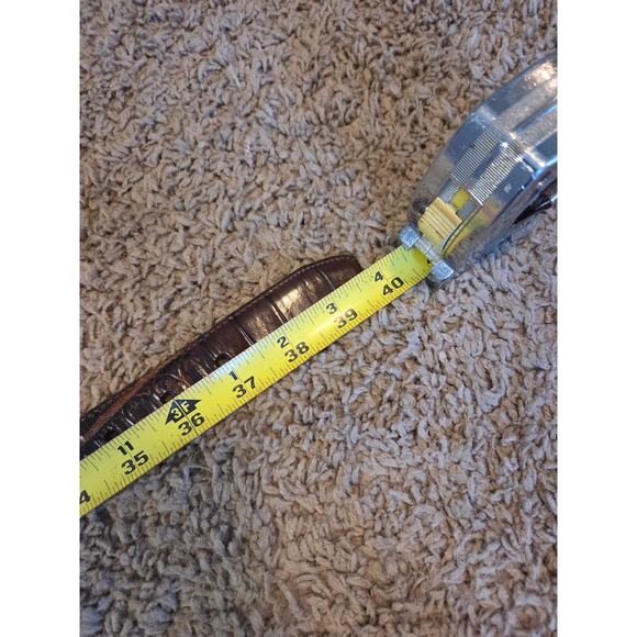 Brighton brown leather croc embossed textured belt 1inch vtg rope gold buckle L - Picture 9 of 9